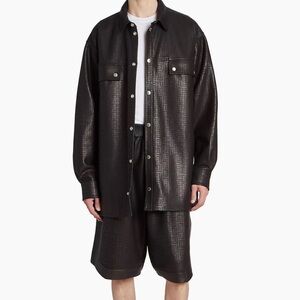 Balmain Monogram Leather Shorts